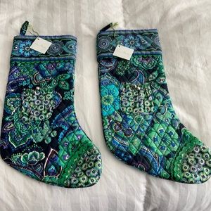 Two Brand New Vera Bradley Christmas Stocking. Design is Blue Rhapsody